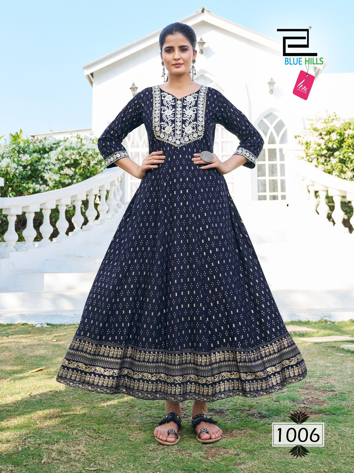 Block Buster By Blue Hills Rayon Foil Print Anarkali Kurtis Wholesale Suppliers In Mumbai
